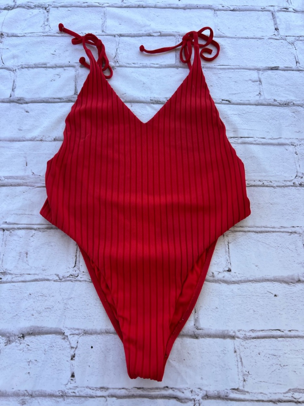 Billabong Red Ribbed One-Piece Swimsuit